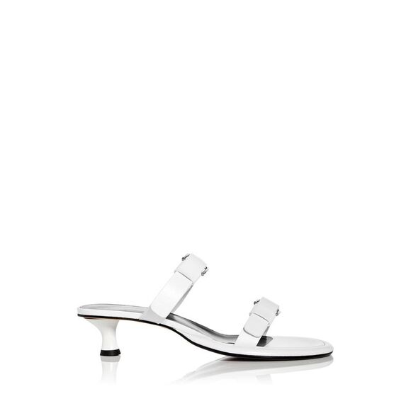 PROENZA SCHOULER Womens White Pipe Kitten Heel Slip On Leather Heeled Sandal 38 - Picture 3 of 4
